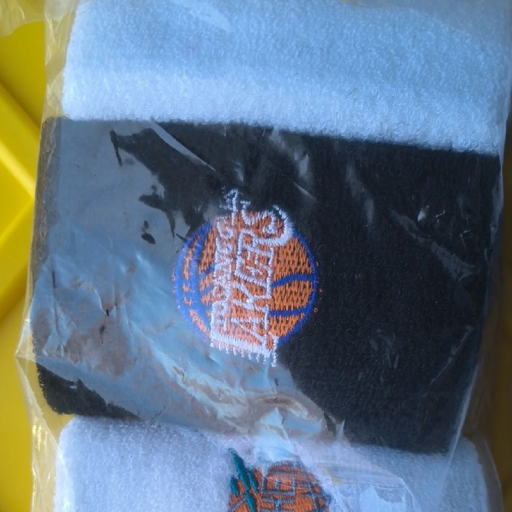 NBA Team Logo Athletic Wristbands - Black, White, Orange